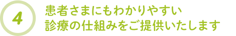 患者さまにもわかりやすい診療の仕組みをご提供いたします